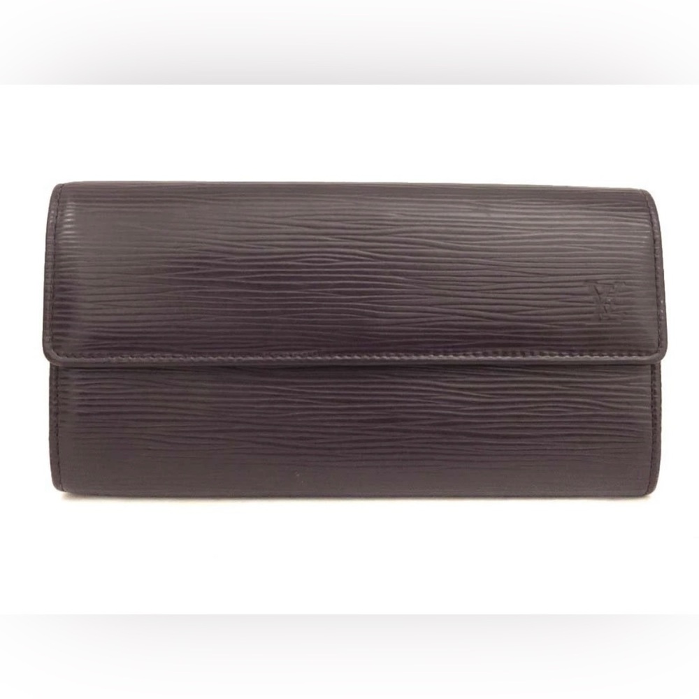 ✨🛍️ Louis Vuitton Purple Epi Leather Sarah Wallet - Auth - Serial Number CA0120